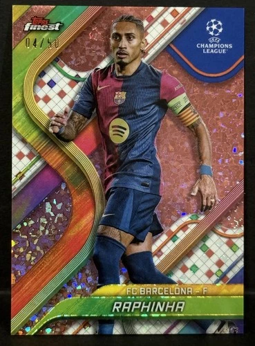 Raphinha 2024 Topps Finest Rose Gold Mini Diamond Refractor /50