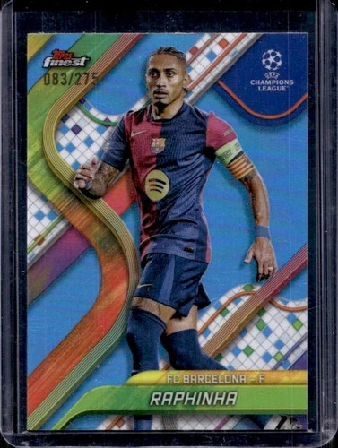 Raphinha 2024 Topps Finest Sky Blue Refractor /275