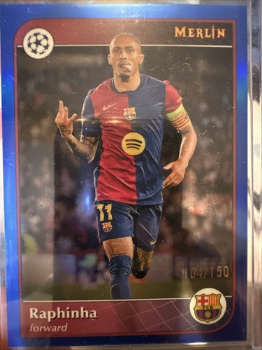 Raphinha 2024 Topps Merlin Chrome Blue Refractor /150