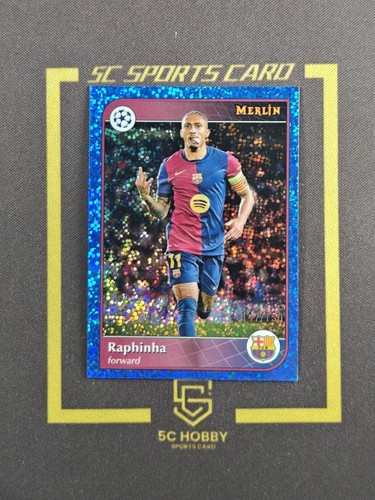 Raphinha 2025 Topps Merlin Chrome Blue Sparkle Refractor /150