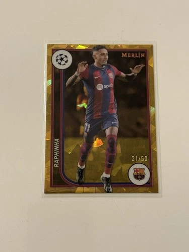 Raphinha 2023 Topps Merlin Chrome Gold Ice /50