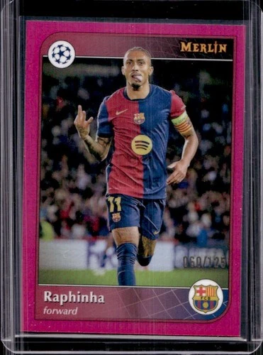 Raphinha 2024 Topps Merlin Chrome Magenta Refractor /125