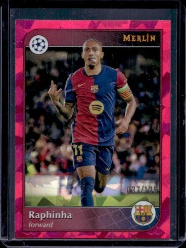 Raphinha 2024 Topps Merlin Chrome Magenta Refractor Atomic /125