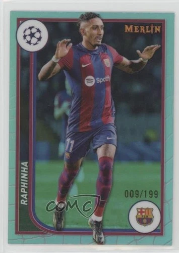 Raphinha 2024 Topps Merlin UEFA Club Competitions Aqua Refractor /199