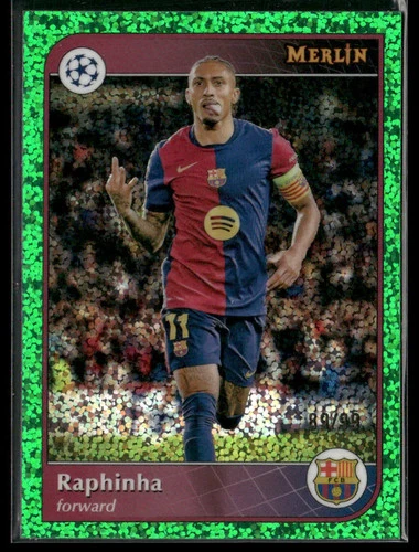 Raphinha 2025 Topps Merlin UEFA Club Competizioni Green Speckle /99