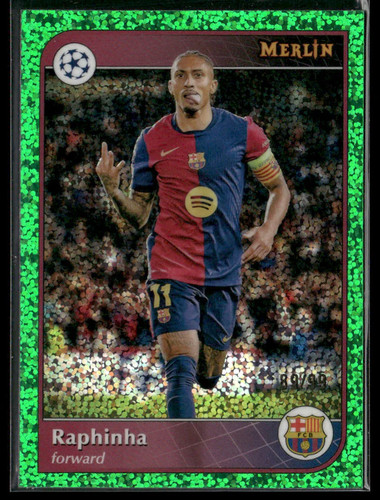 Raphinha 2025 Topps Merlin UEFA Green Speckle /99