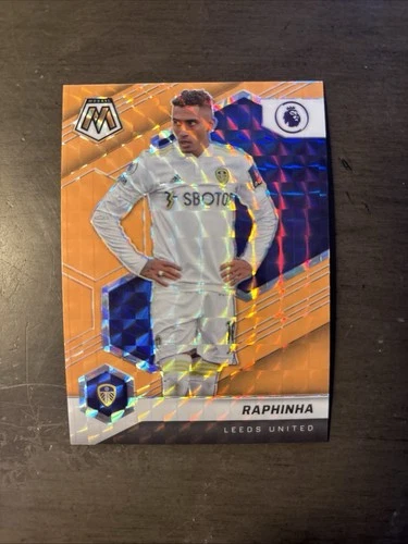 Raphinha 2021 Panini Mosaic Premier League Naranja Fluorescente Prizm