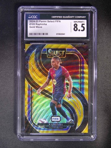 Raphinha 2024 Panini Select FIFA Gold Wave Prizm /10