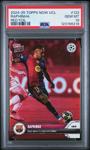 Raphinha 2024 Topps Now UEFA Champions League Lámina Roja 1/5