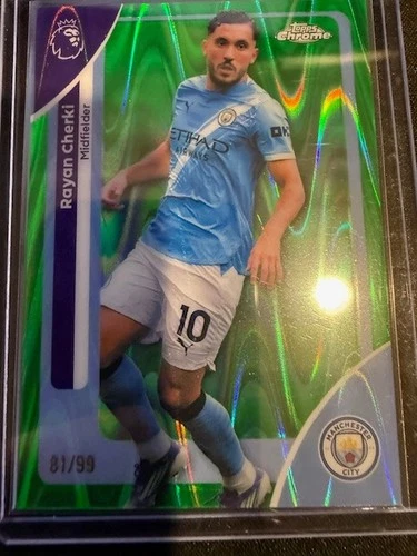 Rayan Cherki 2026 Topps Chrome Green Raywave Refractor /99