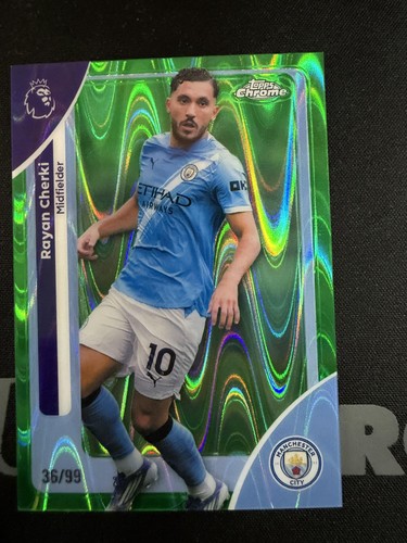 Rayan Cherki 2025 Topps Chrome Manchester Green RayWave /99