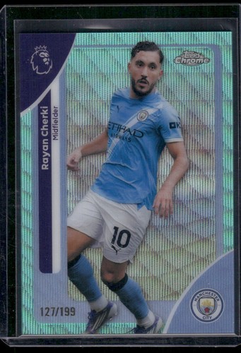 Rayan Cherki 2026 Topps Chrome Premier League Calcio Aqua Wave /199
