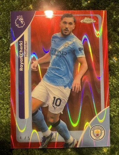Rayan Cherki 2025 Topps Chrome Rosso RayWave Rifrattore /5