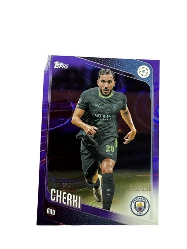 Rayan Cherki 2025 Topps Competiciones de Clubes UEFA Purple Rain /250