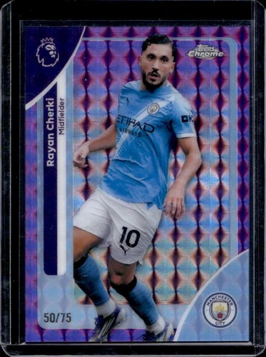 Rayan Cherki 2026 Topps Cromo Premier League Purple Refractor Geometric /75