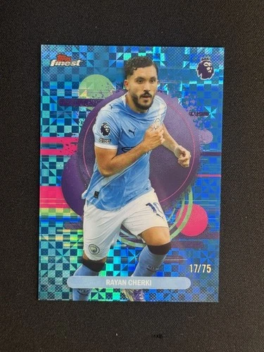 Rayan Cherki 2026 Topps Finest Blue Checkerboard Refractor /75