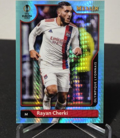 Rayan Cherki 2021 Topps Merlin Chrome Aqua Prism