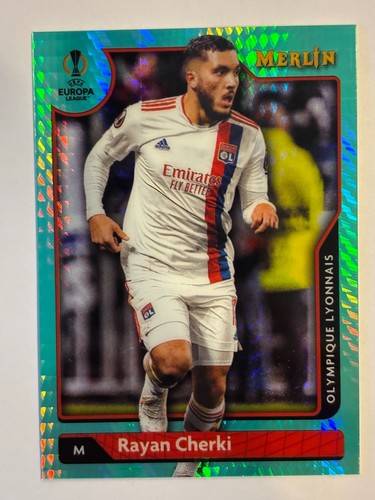 Rayan Cherki 2022 Topps Merlin Chrome Aqua Prism