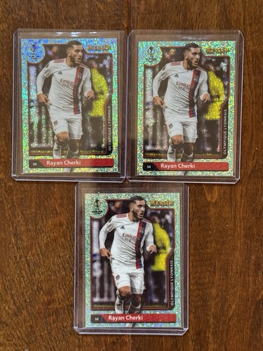 Rayan Cherki 2021 Panini Merlin Chrome Aqua Speckle Refractor /199