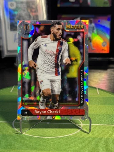 Rayan Cherki 2022 Topps Merlin Chrome Atomic Cracked Ice /250
