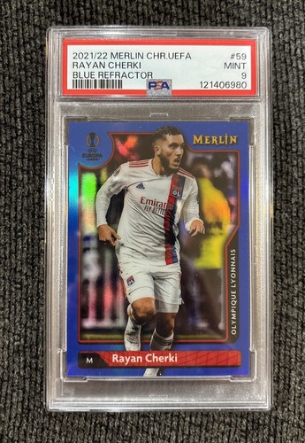 Rayan Cherki 2021 Topps Merlin Chrome Blue Refractor /75