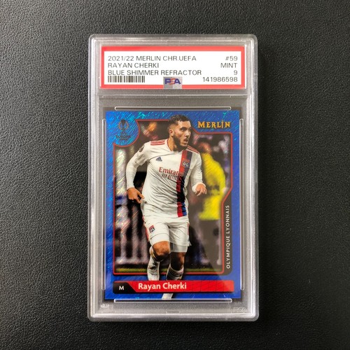 Rayan Cherki 2021 Topps Merlin Chrome UEFA Blue Shimmer /75