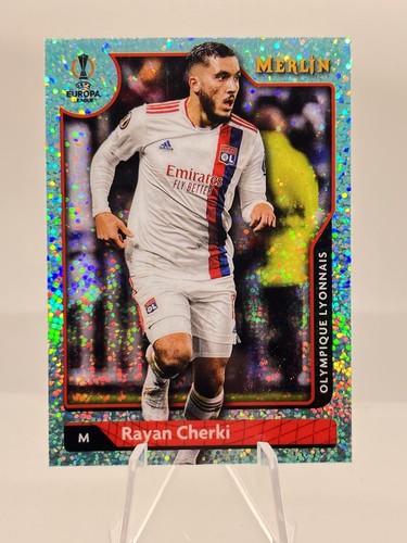 Rayan Cherki 2021 Panini Merlin Collection Chrome UCL Aqua Speckle Refractor /199