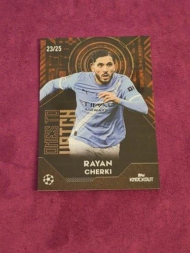 Rayan Cherki 2025 Topps UCC Knockout Orange Refractor /25