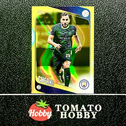 Rayan Cherki 2025 Topps UEFA Club Competiciones Neon Yellow FlowFractor