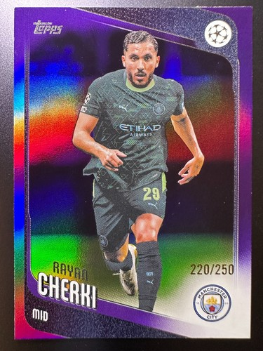 Rayan Cherki 2025 Topps UEFA Club Competitions Viola Rifrattore /250