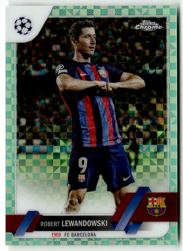 Robert Lewandowski 2023 Topps Chrome Green Checkerboard Refractor /399