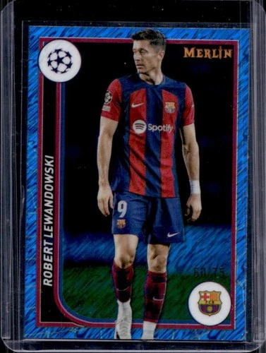 Robert Lewandowski 2023 Topps Chrome Merlin Blue Shimmer Refractor /75