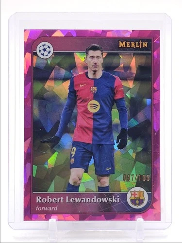 Robert Lewandowski 2024 Topps Chrome Merlin Pink Atomic /199