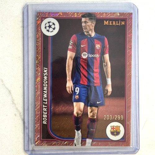 Robert Lewandowski 2023 Topps Chrome Merlin Rose Gold Shimmer Refractor /299