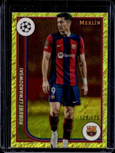 Robert Lewandowski 2024 Topps Chrome Merlin Yellow Refractor /175