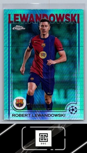 Robert Lewandowski 2024 Topps Chrome UEFA Aqua Prism Refractor /199