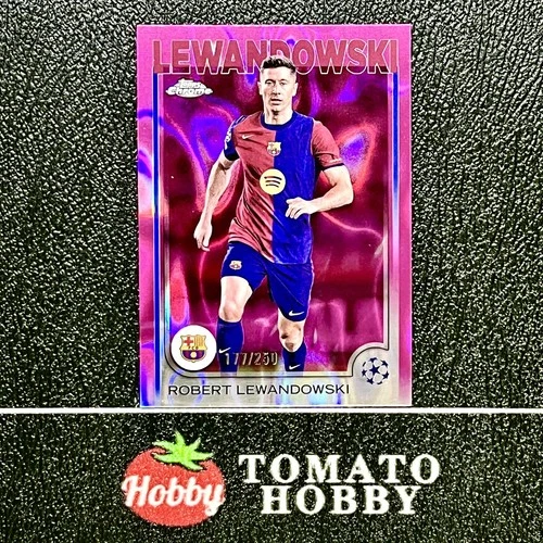 Robert Lewandowski 2024 Panini Cromo UEFA 2024-25 Lava Rosa Refractor /250