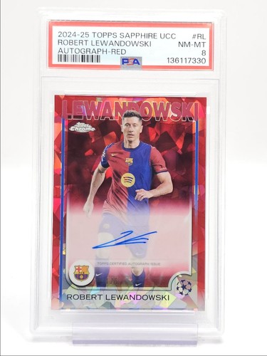 Robert Lewandowski 2024 Topps Cromo UEFA Rojo Zafiro /5