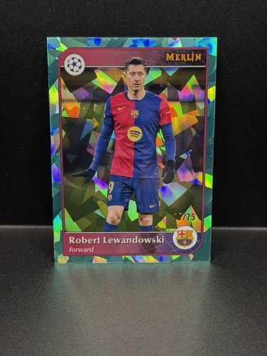 Robert Lewandowski 2024 Topps Merlin Chrome Aqua Atomic Refractor /75