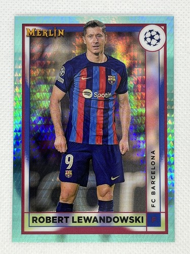 Robert Lewandowski 2023 Panini Merlin Chrome Aqua Prism Refractor #53