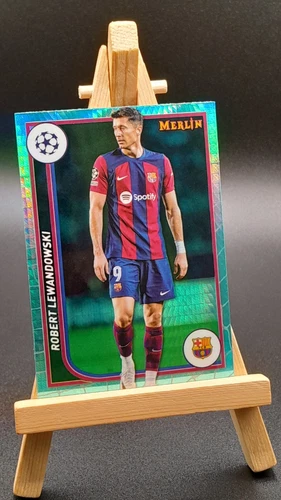 Robert Lewandowski 2024 Topps Merlin Chrome Aqua Prizm