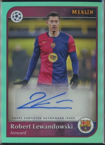 Robert Lewandowski 2024 Topps Merlin Chrome Aqua Refractor /75