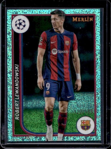 Robert Lewandowski 2023 Topps Merlin Chrome Aqua Speckle Refractor /199