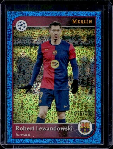 Robert Lewandowski 2024 Topps Merlin Chrome Blue Speckle Refractor /150