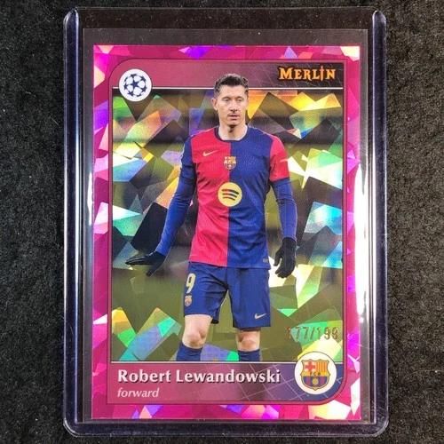 Robert Lewandowski 2024 Panini Merlin UEFA Club Comp Pink Atomic /199