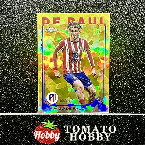 Rodrigo De Paul 2024 Topps Chrome Sapphire UEFA Yellow Refractor /75