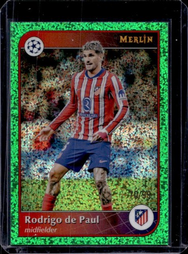 Rodrigo de Paul 2024 Topps Merlin Chrome Green Speckle Refractor /99