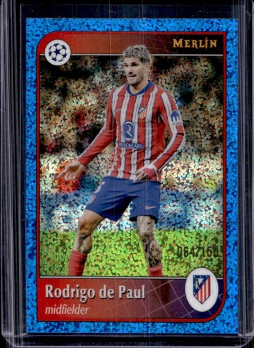 Rodrigo de Paul 2024 Topps Merlin Chrome UEFA Blue Speckle Refractor /150