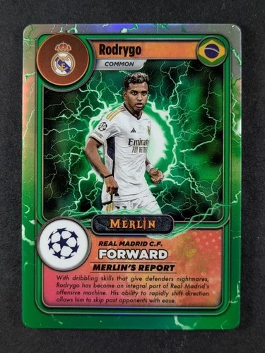 Rodrygo 2024 Topps Chrome Merlin Green Lightning Refractor