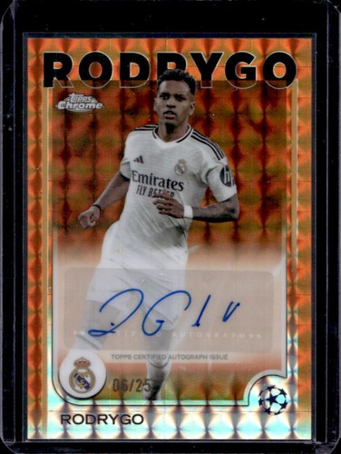 Rodrygo 2024 Topps Chrome UEFA Arancione Rifrattore Geometrico /25